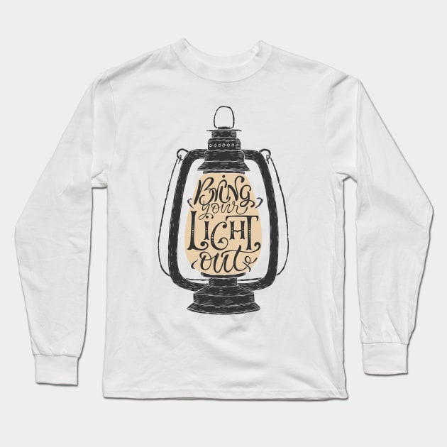 "Bring your light out" hand drawn typography poster Long Sleeve T-Shirt by Umi-ko